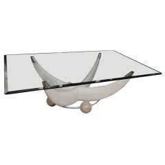 Maitland Smith Tessilated Stone, Chrome and Glass Cocktail Table