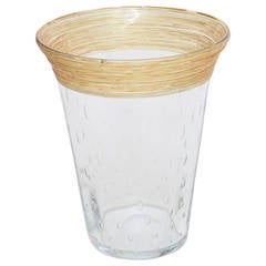 Steuben Bullicante Clear Glass and Gold Spun Glass Vase
