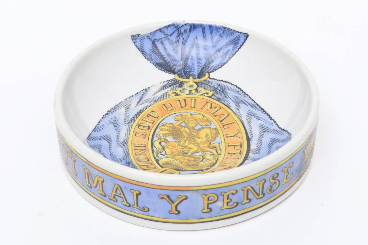 Classical Roman Fornasetti Hallmarked Gilded Porcelain Buckle Bowl Vintage
