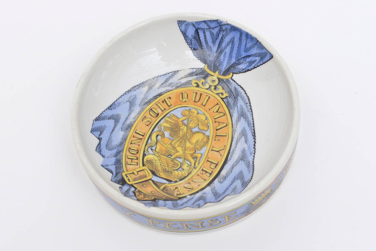 Gold Fornasetti Hallmarked Gilded Porcelain Buckle Bowl Vintage