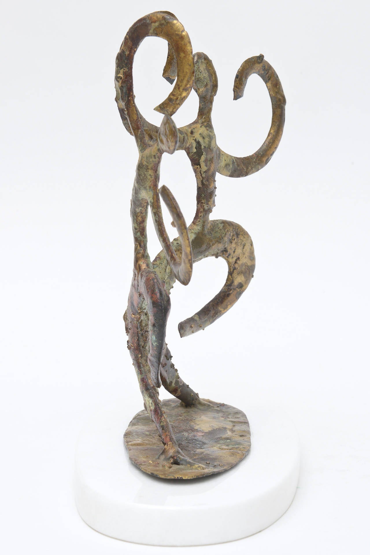 Brass Mixed Metals and White Marble One of Sculpture