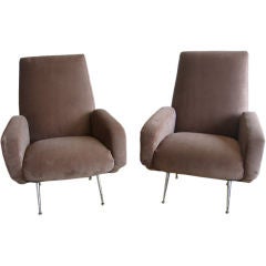 Pair of Italian Lounge Chairs in the style of  Marco Zanuso