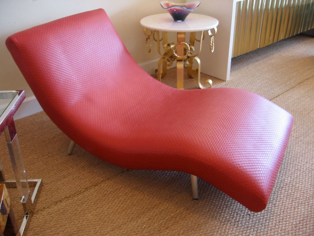 modern red chaise lounge