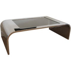 Pace High Polished Steel Waterfall Cocktail Table