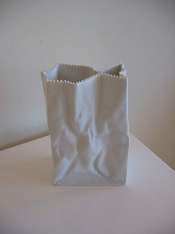 Rosenthal Porcelain Crinkle Paper Bag Vessel /Sculpture