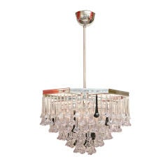 Nickel Silvered Chandelier with Murano Glass Pendants