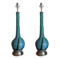 Gorgeous Pair of Murano Glass Lamps