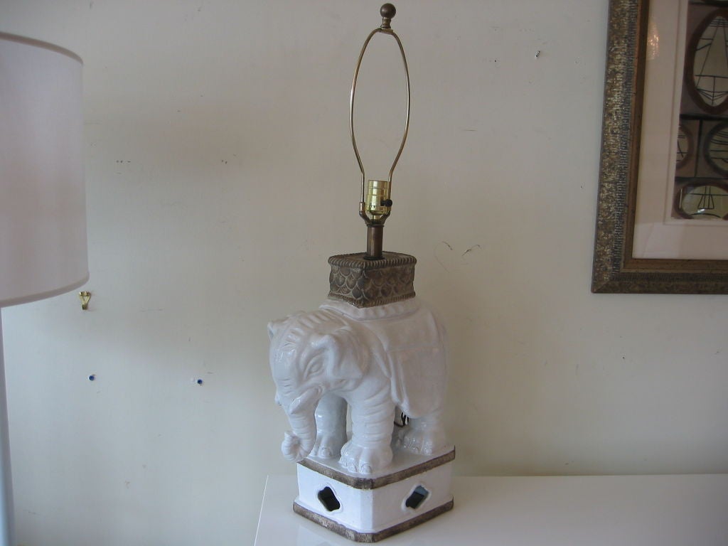 American Porcelain Ceramic Elephant Lamp