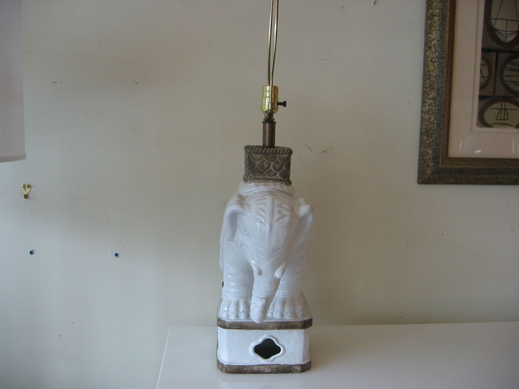 20th Century Porcelain Ceramic Elephant Lamp