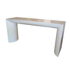 Karl Springer White Lacquered Linen Wrapped Console
