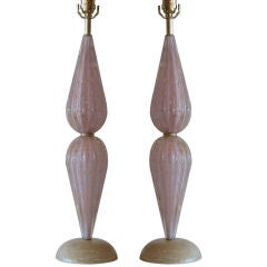Stunning Pair of Murano Glass Lamps by Barovier