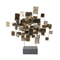 Signed Curtis Jere Abstract Mixed Torched Metals Tabletop Sculpture