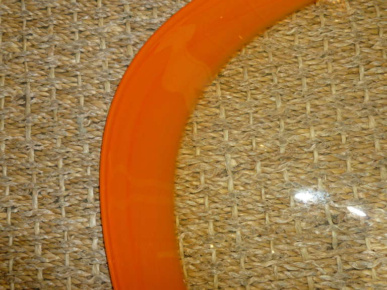 Monumental Italian Murano Seguso Glass Oval Hermes Orange Platter/Centerpiece 2