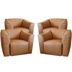 Impressive Set of Four Stendig Leather Club Chairs