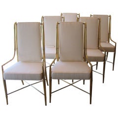 Elegant Set of Six Brass Mastercraft Chairs