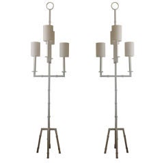 Monumental Pair of Parzinger Style Modernist Floor Lamps