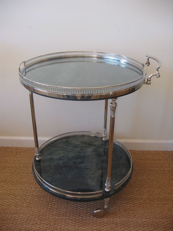 Stunning Luscious Emerald Green Goatskin Bar Cart by Aldo Tura