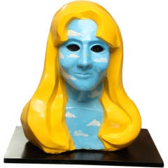 Signed Resin And Wood Sculpture Entitled "Airhead"