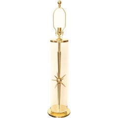 Vintage Modernist  Laurel Polished Brass Starburst Lamp