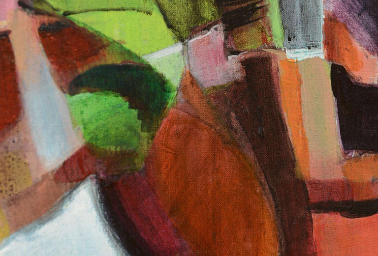 Abstraktes Gemälde von George Coggeshall in Rot, Blau, Grün, Orange und Lila, Vintage (amerikanisch) im Angebot