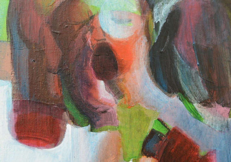 Abstraktes Gemälde von George Coggeshall in Rot, Blau, Grün, Orange und Lila, Vintage im Zustand „Gut“ im Angebot in North Miami, FL