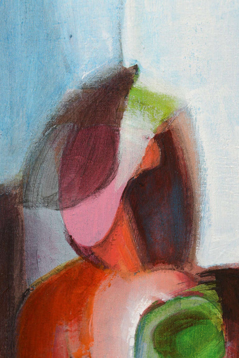 Abstraktes Gemälde von George Coggeshall in Rot, Blau, Grün, Orange und Lila, Vintage im Angebot 1