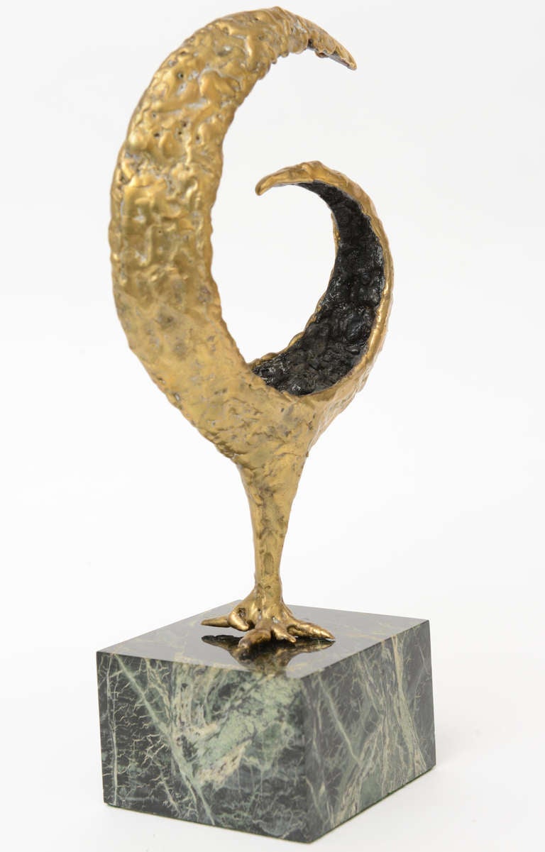 Scultura astratta d'epoca in bronzo fuso e marmo verde firmata Greene & Greene in vendita 3