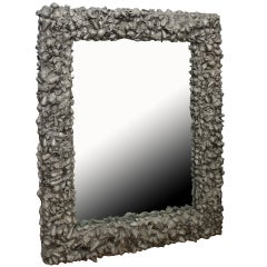 Custom Steel/Cement One of a Kind Shell Sculptural Mirror 9