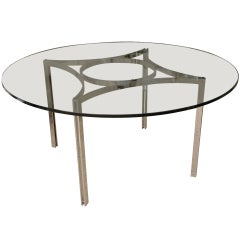 Milo Baughman Steel and Glass Round  Architectural Dining Table