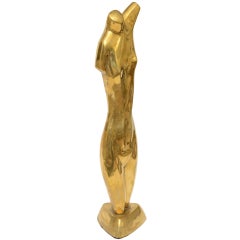 Monumental Brass Standing Female Nude Sculpture