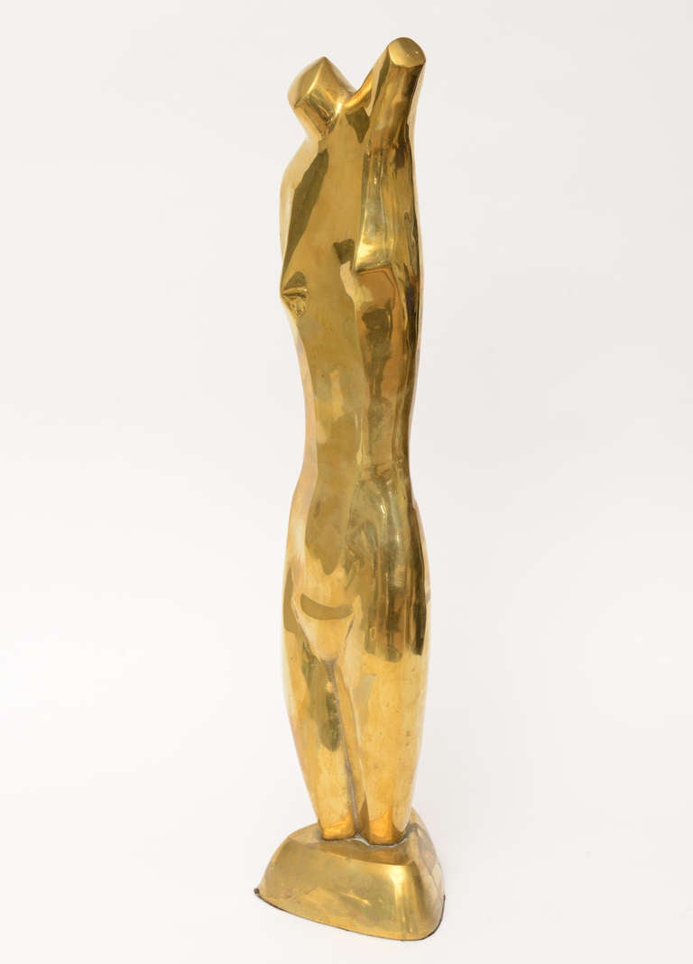 Monumental Brass Standing Female Nude Sculpture