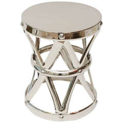 Polished Nickel Silver X Stool/Side Table 11