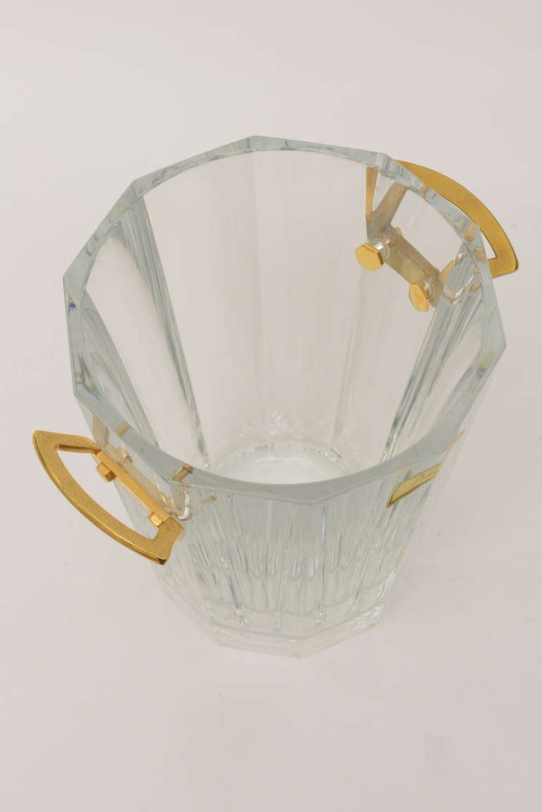 French Vintage Baccarat Heavy Crystal and Bronze Ice Bucket/Champagne Cooler 2