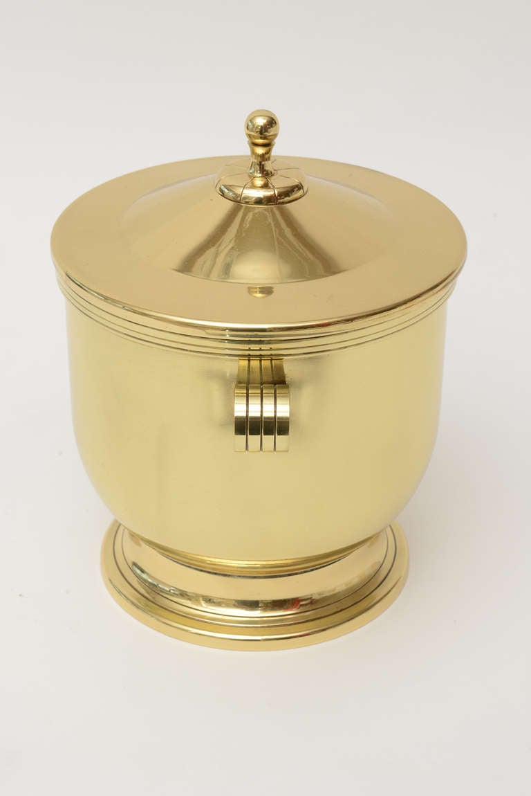 American Tommi Parzinger Mid-Century Modern Brass and Glass Ice Bucket