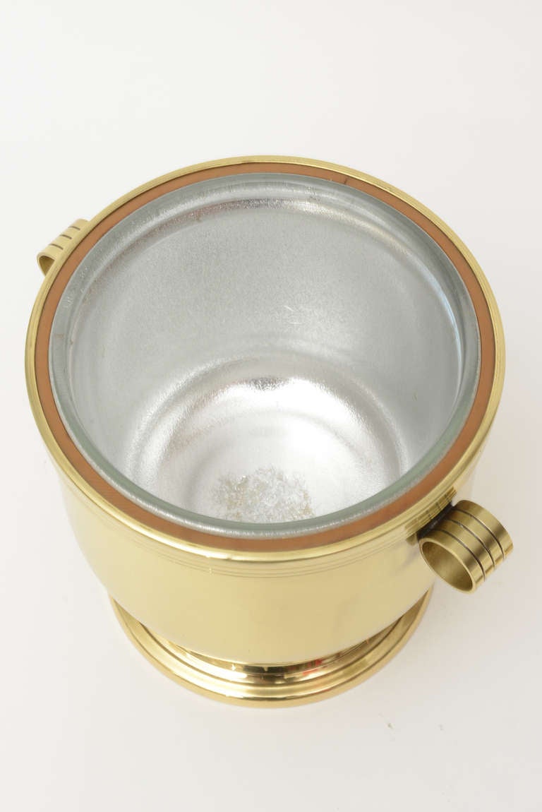 Tommi Parzinger Mid-Century Modern Brass and Glass Ice Bucket 1