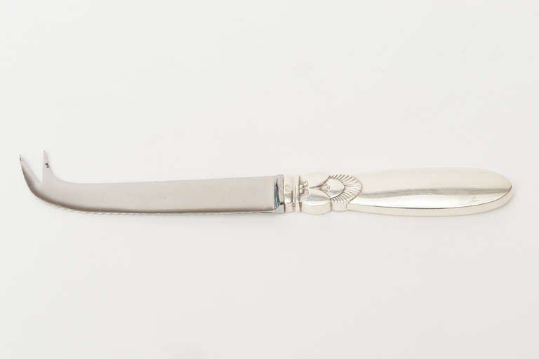Danish Sterling Silver Georg Jensen Cactus Serrated Cheese Knife
