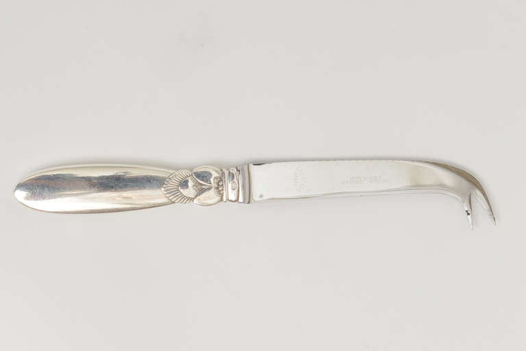 Mid-20th Century Sterling Silver Georg Jensen Cactus Serrated Cheese Knife