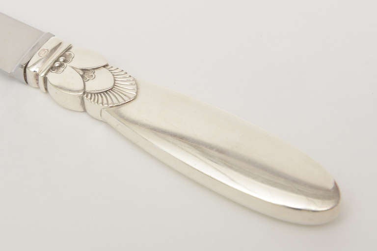 Sterling Silver Georg Jensen Cactus Serrated Cheese Knife 1