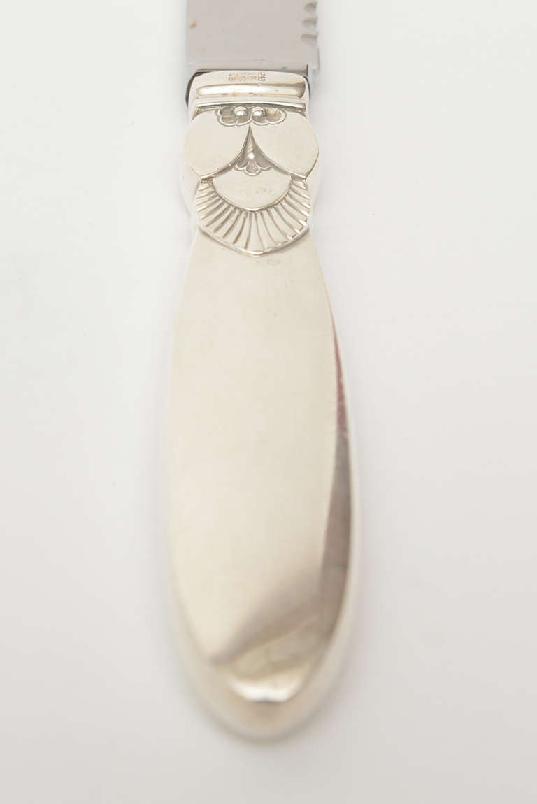 Sterling Silver Georg Jensen Cactus Serrated Cheese Knife 3