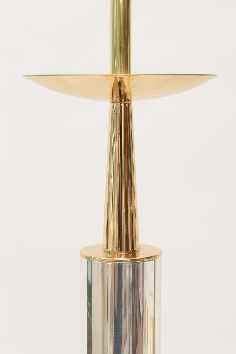 Tommi Parzinger Brass and Silver-Plate Lamps Mid-Century Modern 2