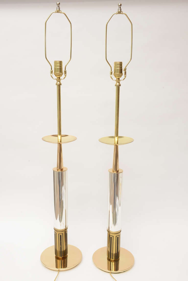 Tommi Parzinger Brass and Silver-Plate Lamps Mid-Century Modern 4