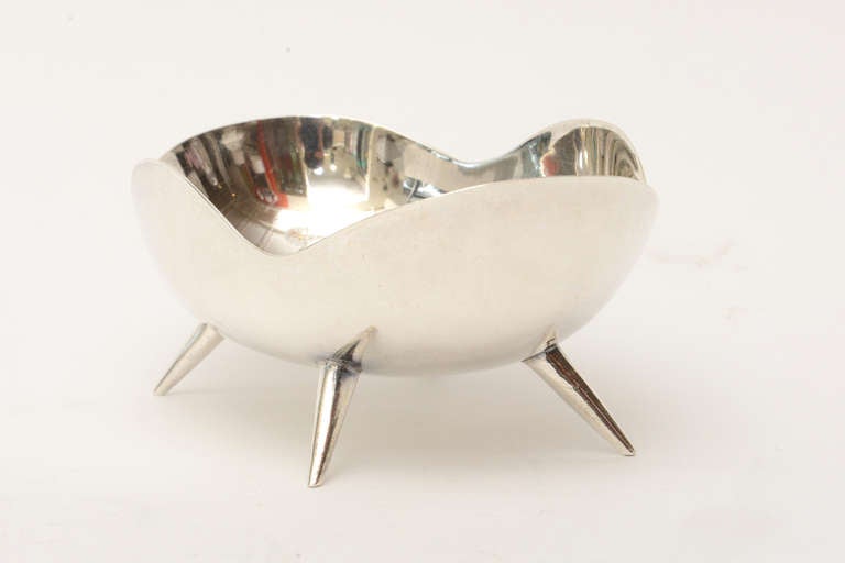 Mid-20th Century Hallmarked Signed Sterling Silver Sculptural Bowl