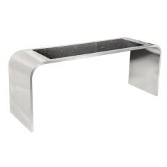 Sleek Pace Polished Steel and Granite Waterfall Console