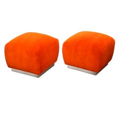 Vintage Pair Of Luscious And Vibrant Modernist Poufs
