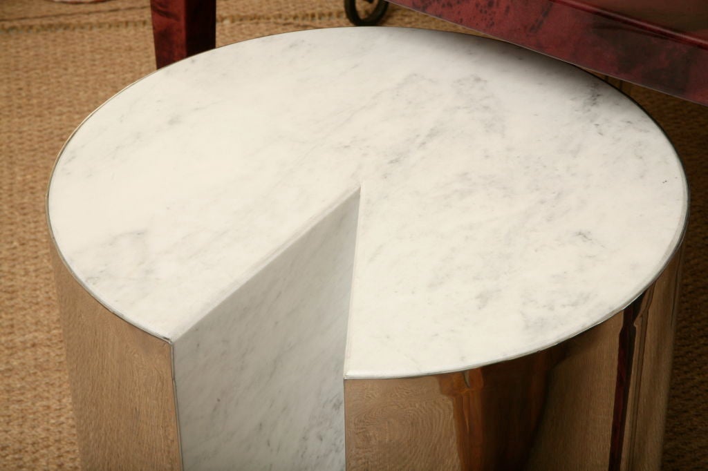 American Sculptural Pace Metal and Marble Side Table