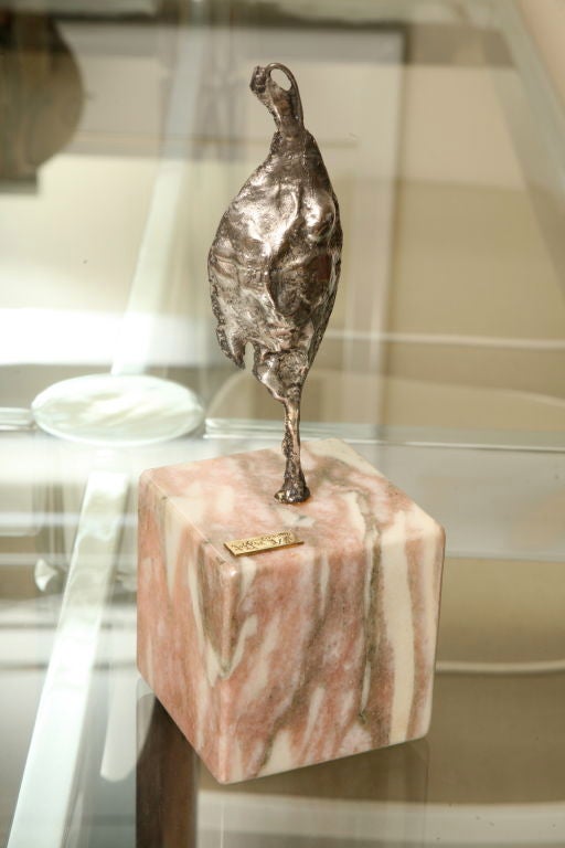 Fantastic Abstract Sterling Silver Sculpture On Marble Base