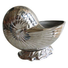 Substantial Nickeled Silver Nautilus Shell Vessel