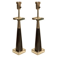Architectural Pair Of Nickeled Silver Stiffel Lamps