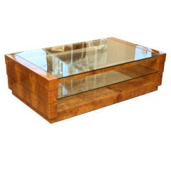 Pace Normandy Burled Wood And Glass Cocktail Table