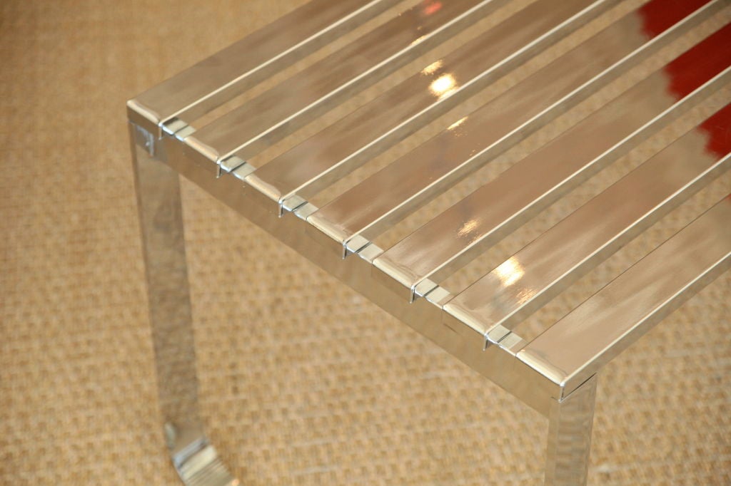 20th Century Chic And Architectural DIA Chrome Slated Bench